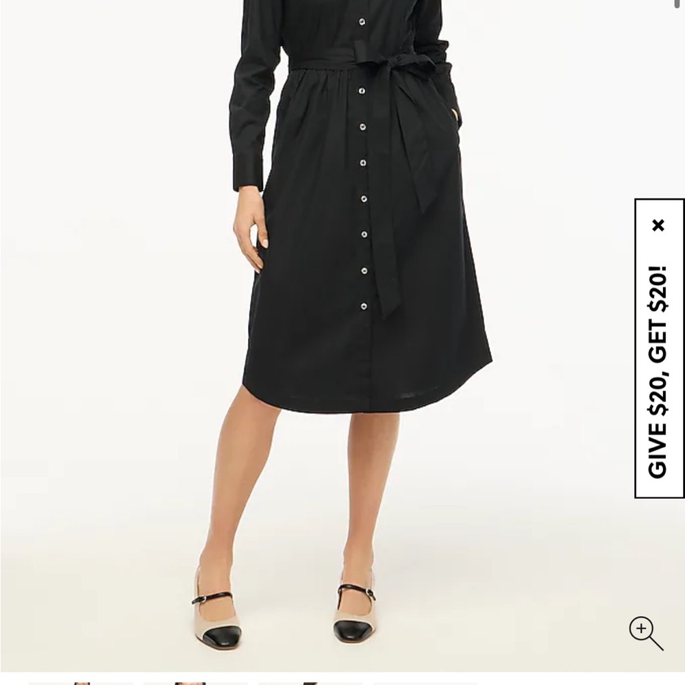 J. Crew Black Knee-Length A-Line Skirt with Tie Front